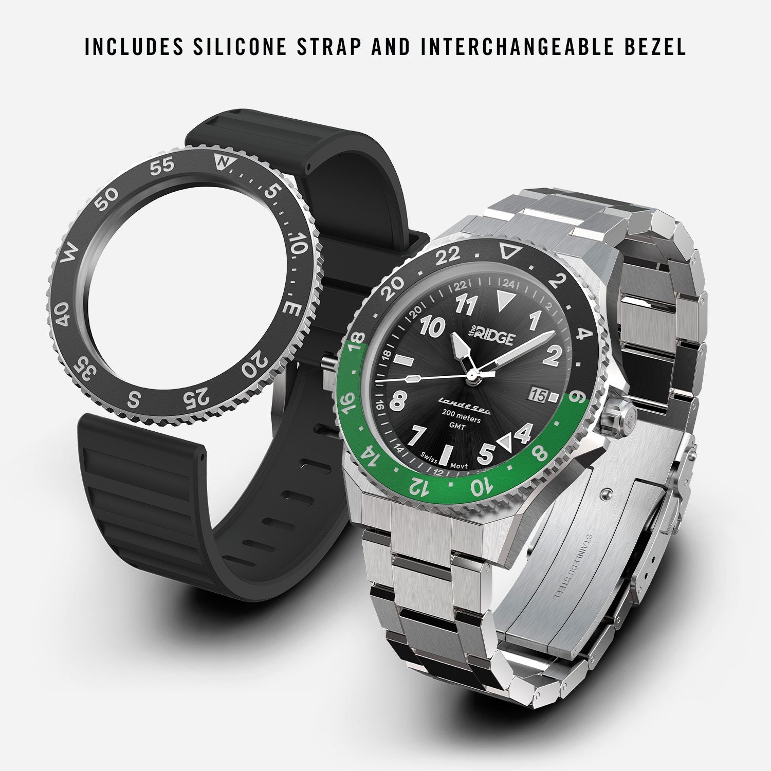 Ridge Land & Sea GMT Watch 42mm - Royal Black