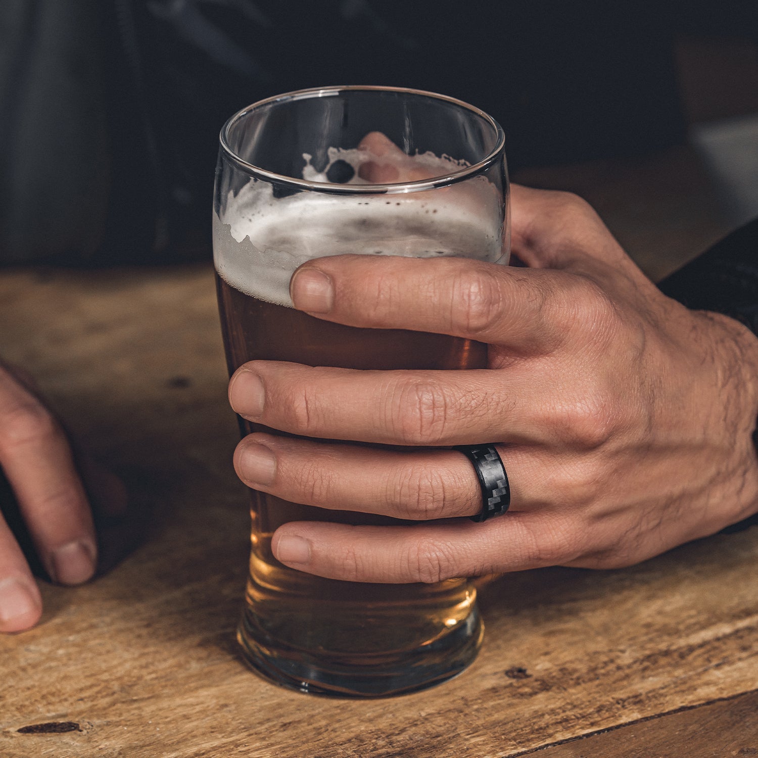 Ridge 8MM Beveled Ring Set - Carbon Fiber 3K