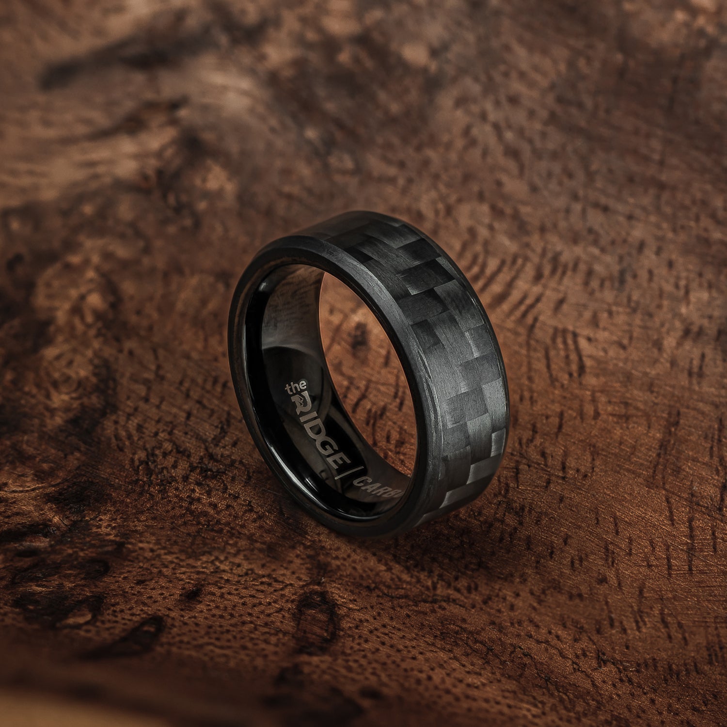 Ridge 8MM Beveled Ring Set - Carbon Fiber 3K