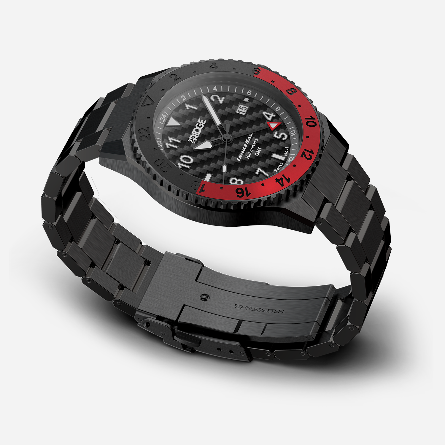 Ridge Land & Sea GMT Watch 42mm - Carbon Fiber 3k