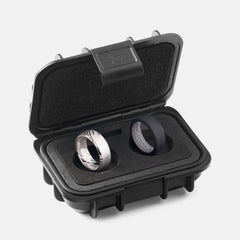 Ridge 8mm Beveled Ring Set - Damascus