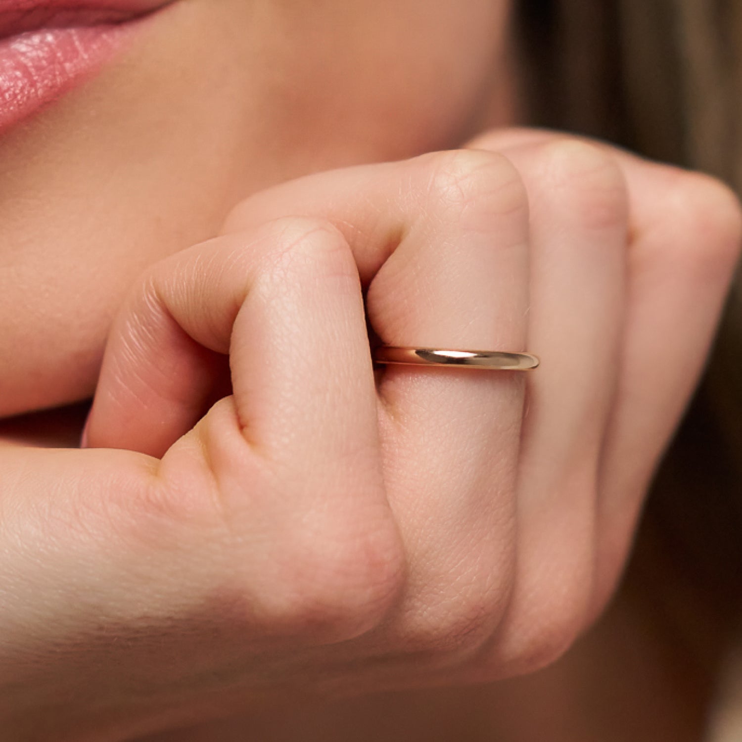 Ridge 2mm Rounded Ring Set - 14K Yellow Gold