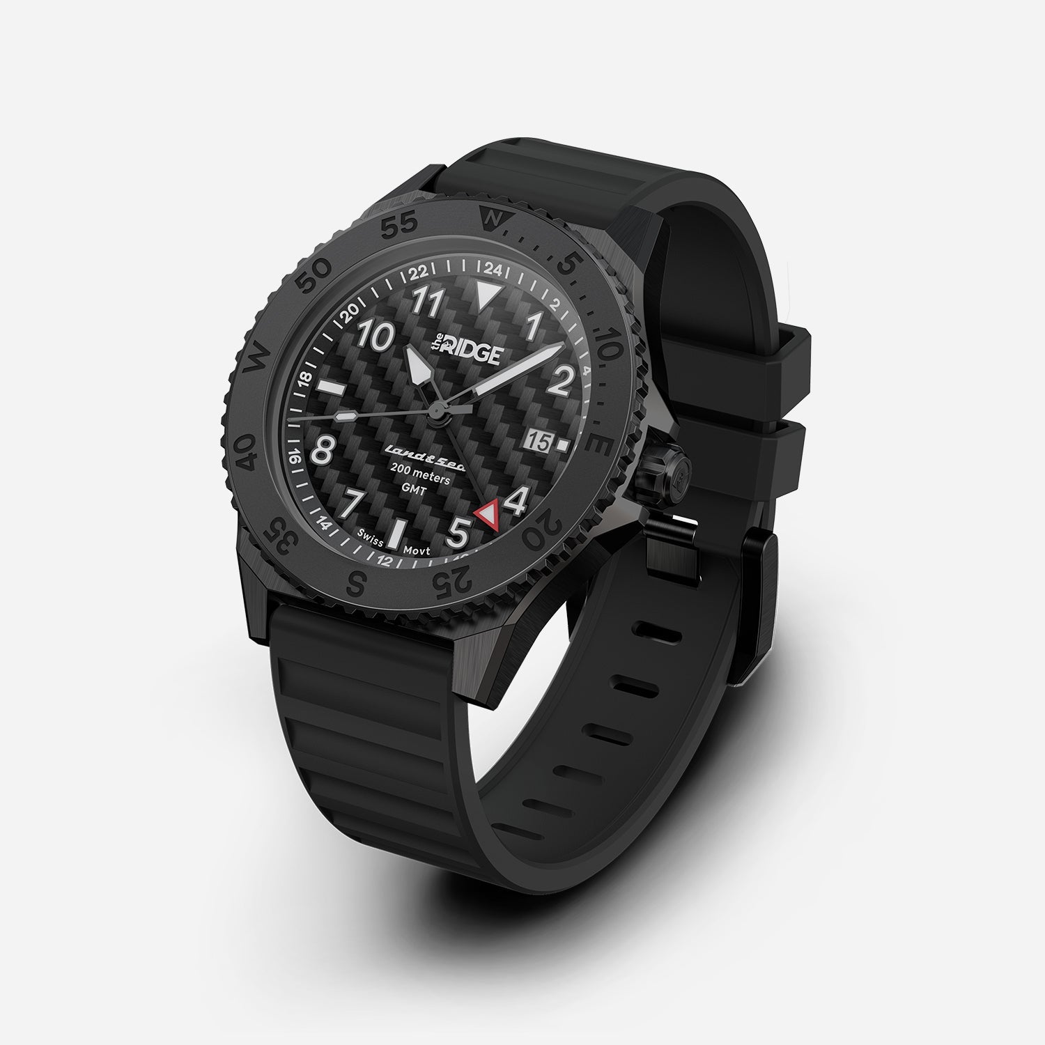 Ridge Land & Sea GMT Watch 42mm - Carbon Fiber 3k