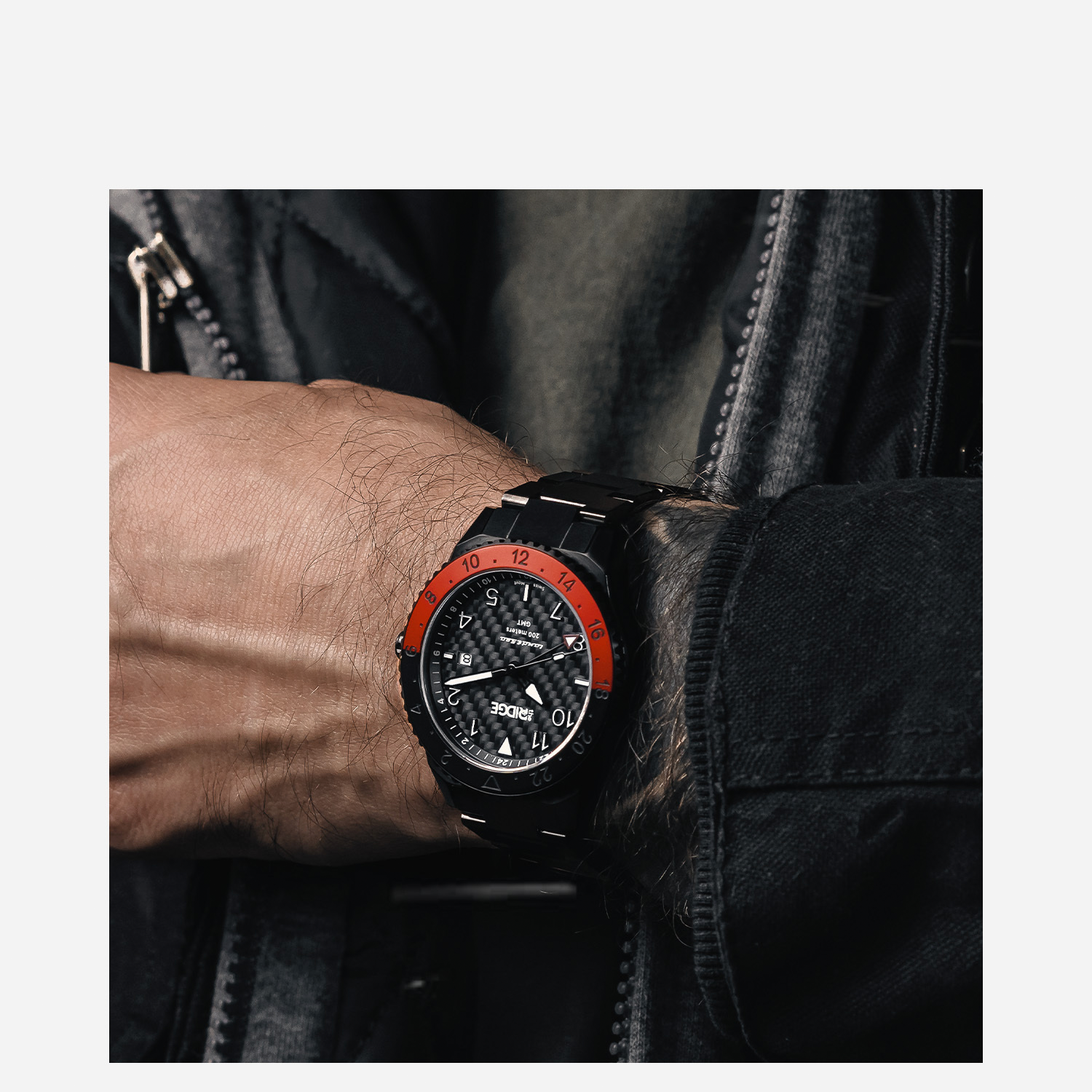 Ridge Land & Sea GMT Watch 42mm - Carbon Fiber 3k