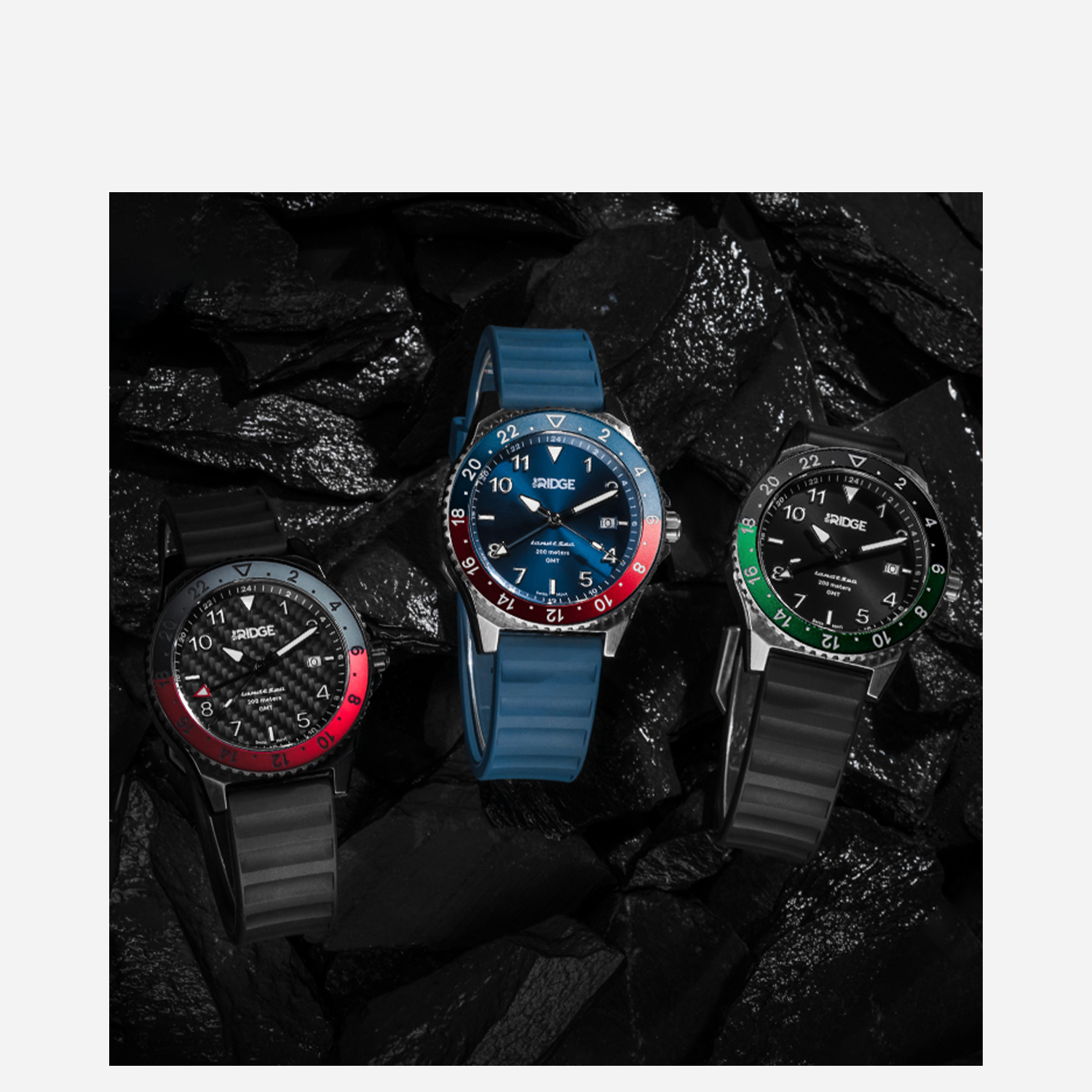 Ridge Land & Sea GMT Watch 42mm - Carbon Fiber 3k